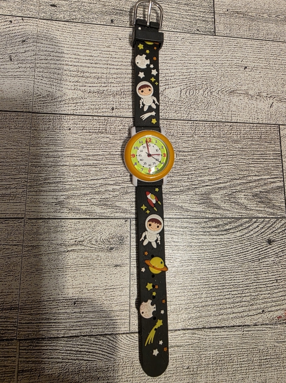 Kids Space-Themed Analog Learning Watch - Yellow & Black - Picture 1 of 3